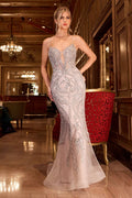 Pearl Embellished Fit & Flare Gown-4