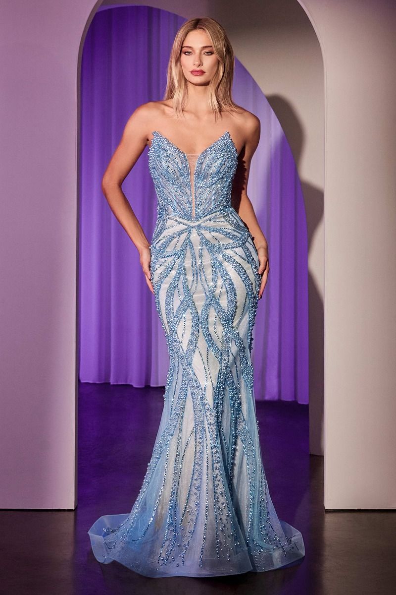 Pearl & Crystal Strapless Fitted Dress-3
