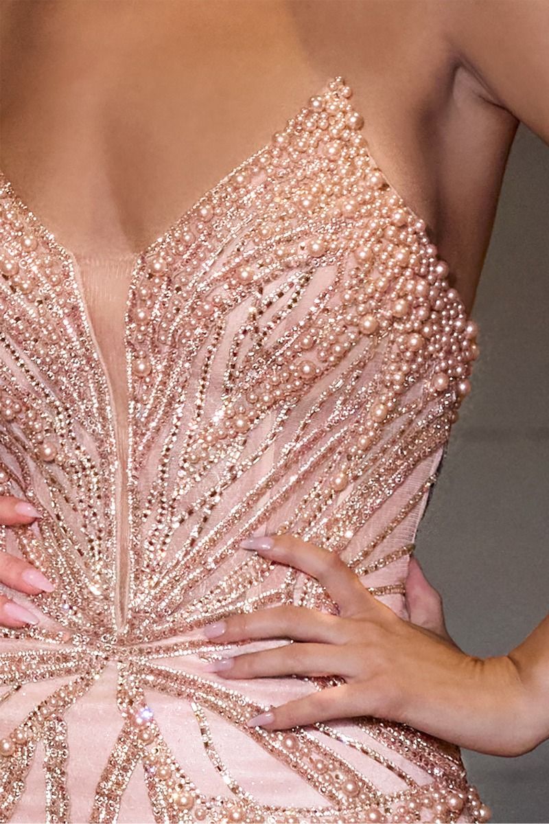 Pearl & Crystal Strapless Fitted Dress-7