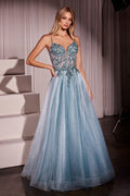 A-Line Layered Tulle Gown & Lace Embellished Bodice-1