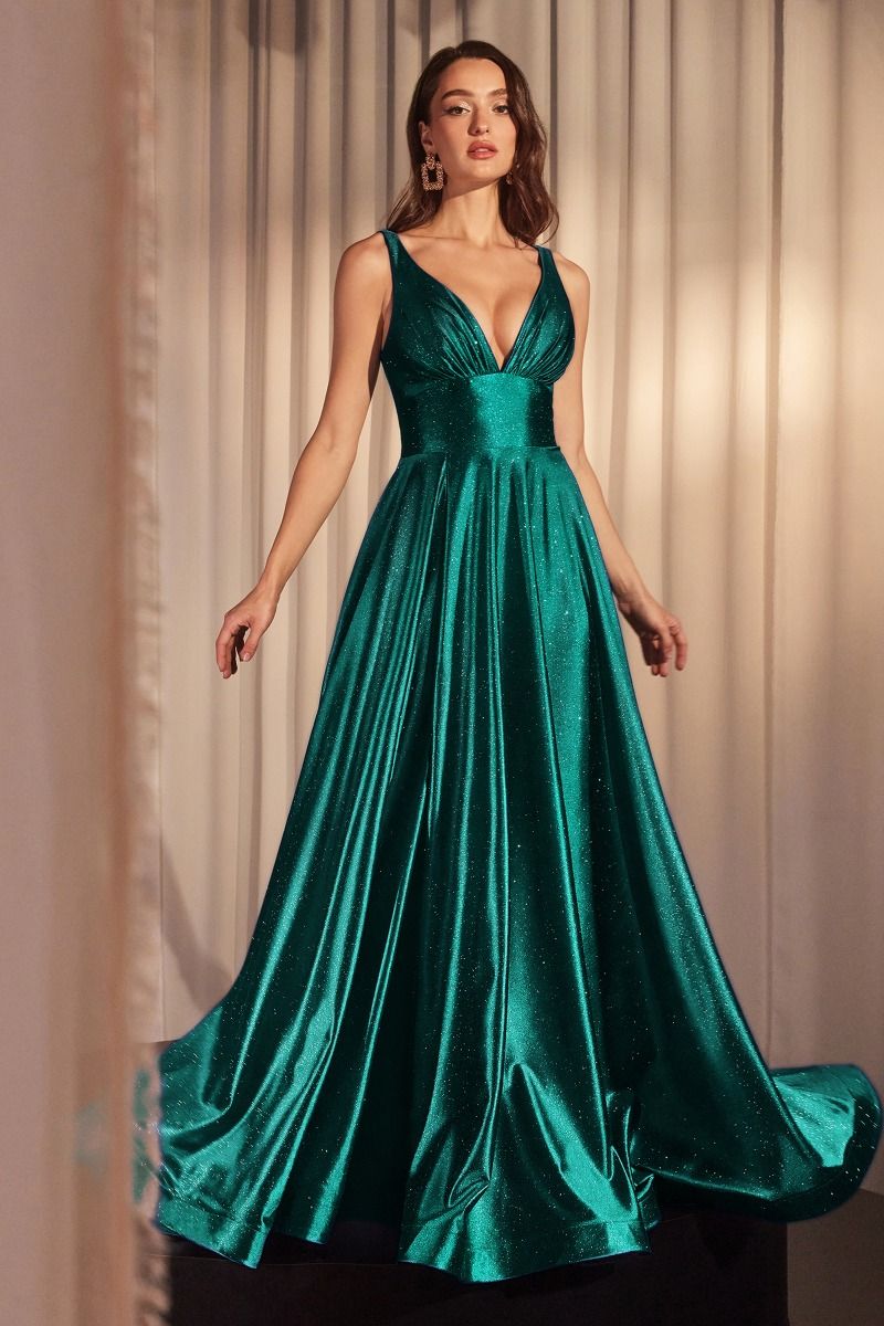 Glimmering Stretch Satin A-Line Dress-0