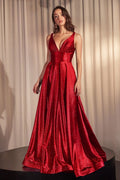 Glimmering Stretch Satin A-Line Dress-6