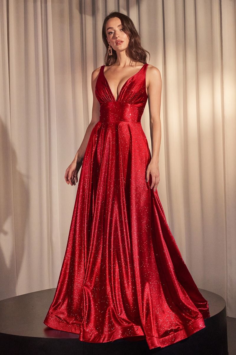 Glimmering Stretch Satin A-Line Dress-6
