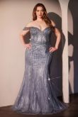 Off The Shoulder Beaded Curve Gown-4