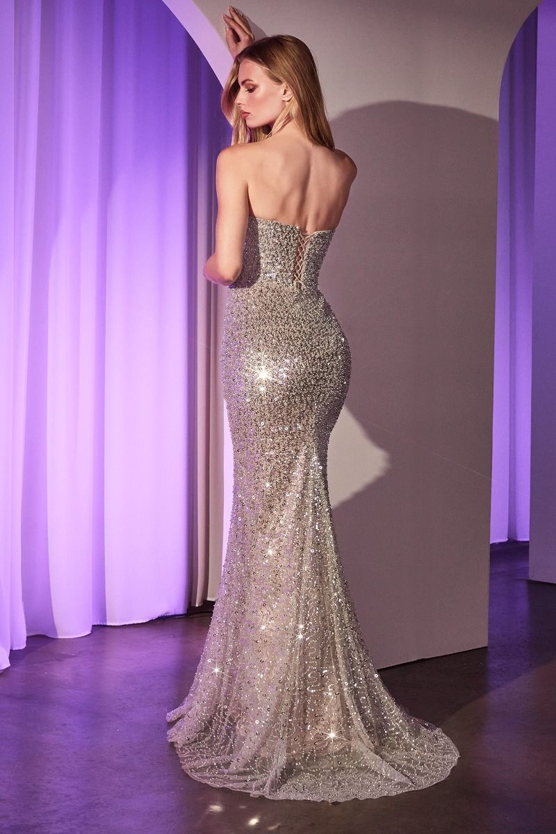 Fully Beaded Strapless Gown-1