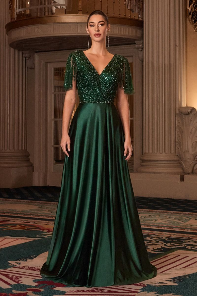 Satin Skirt With A Beaded Bodice-0