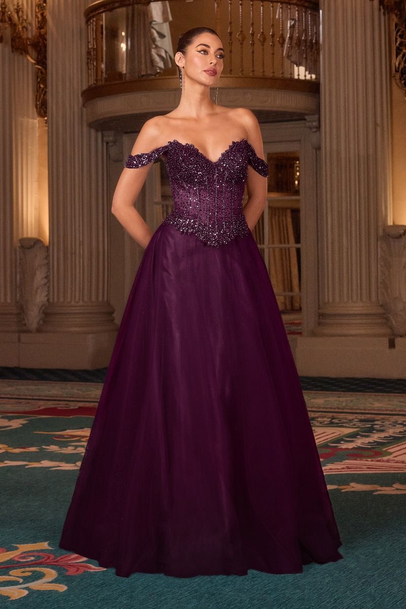 A-Line Evening Gown with an Off-The-Shoulder Sweetheart Neckline-2