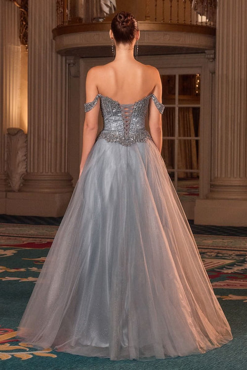 A-Line Evening Gown with an Off-The-Shoulder Sweetheart Neckline-1