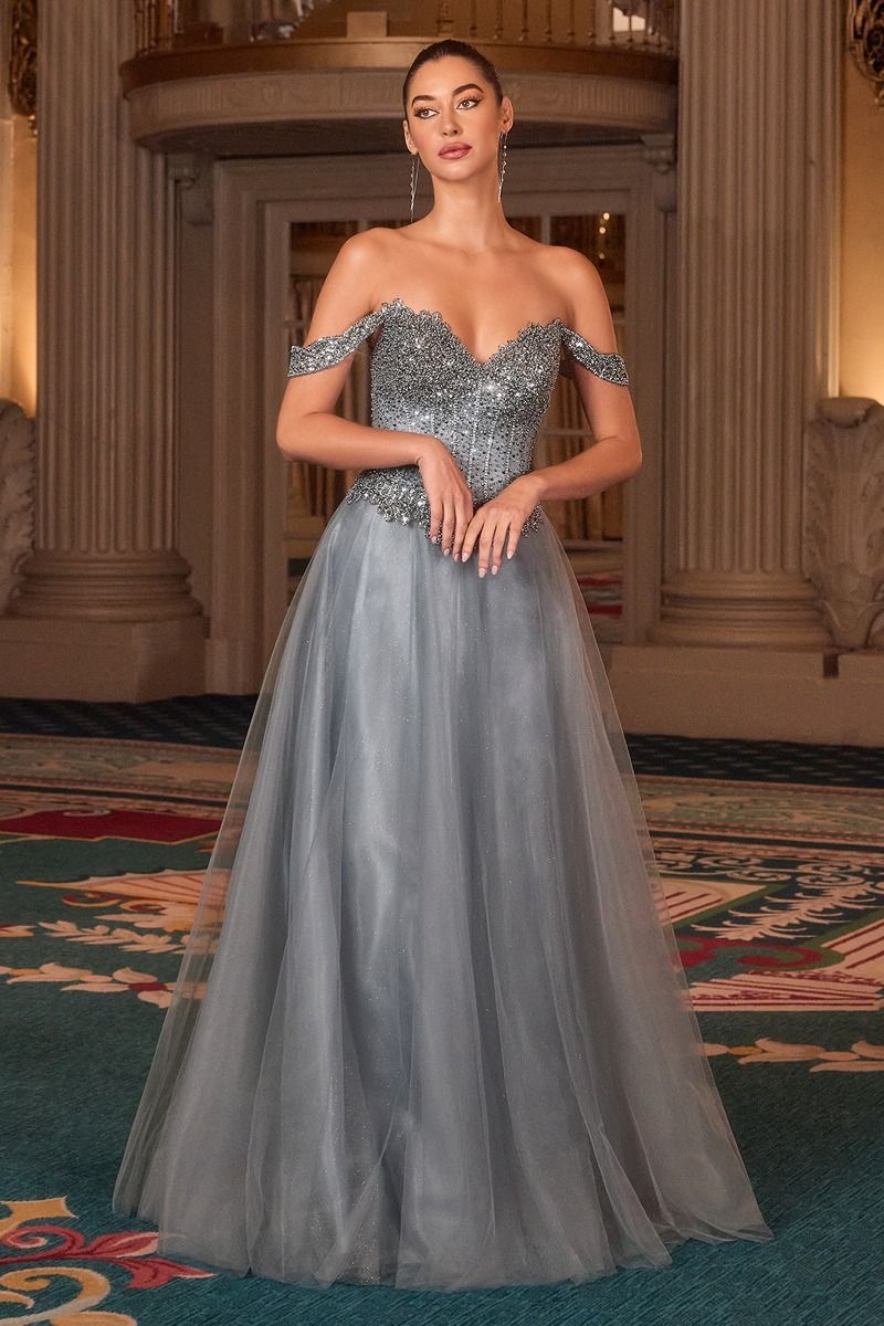 A-Line Evening Gown with an Off-The-Shoulder Sweetheart Neckline-0