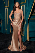 Strapless Fitted Gown With Lace Detailing-9