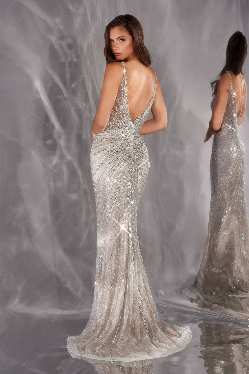 Sparkling Crystal & Bead Sweetheart Fitted Gown With Slit - Formal Evening Dress-2