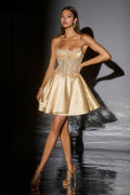 Crystal Embellished Sweetheart Strapless Mini Dress - Corset Fit & Flare-5