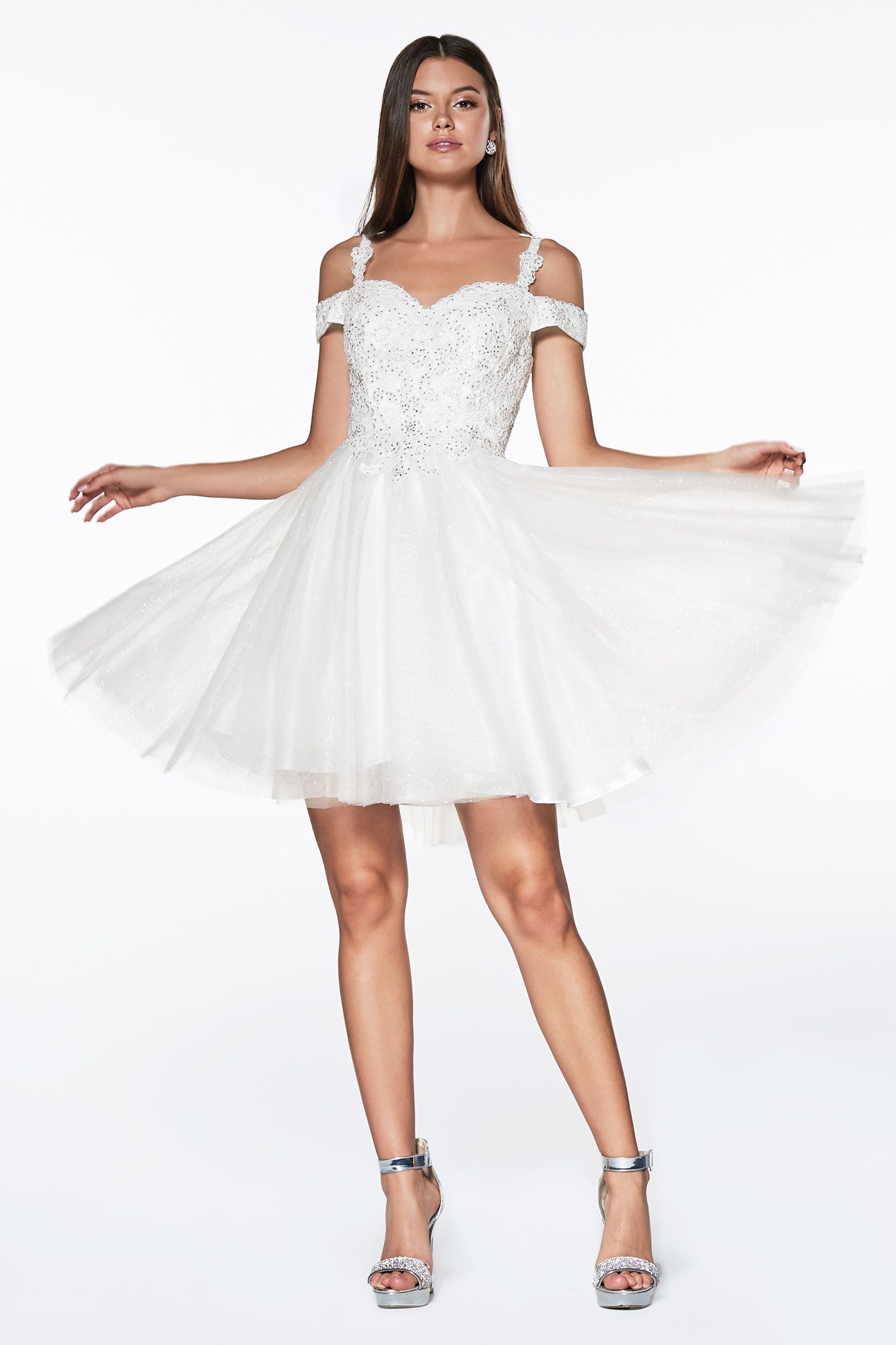 Off The Shoulder Lace Cocktail Dress-0