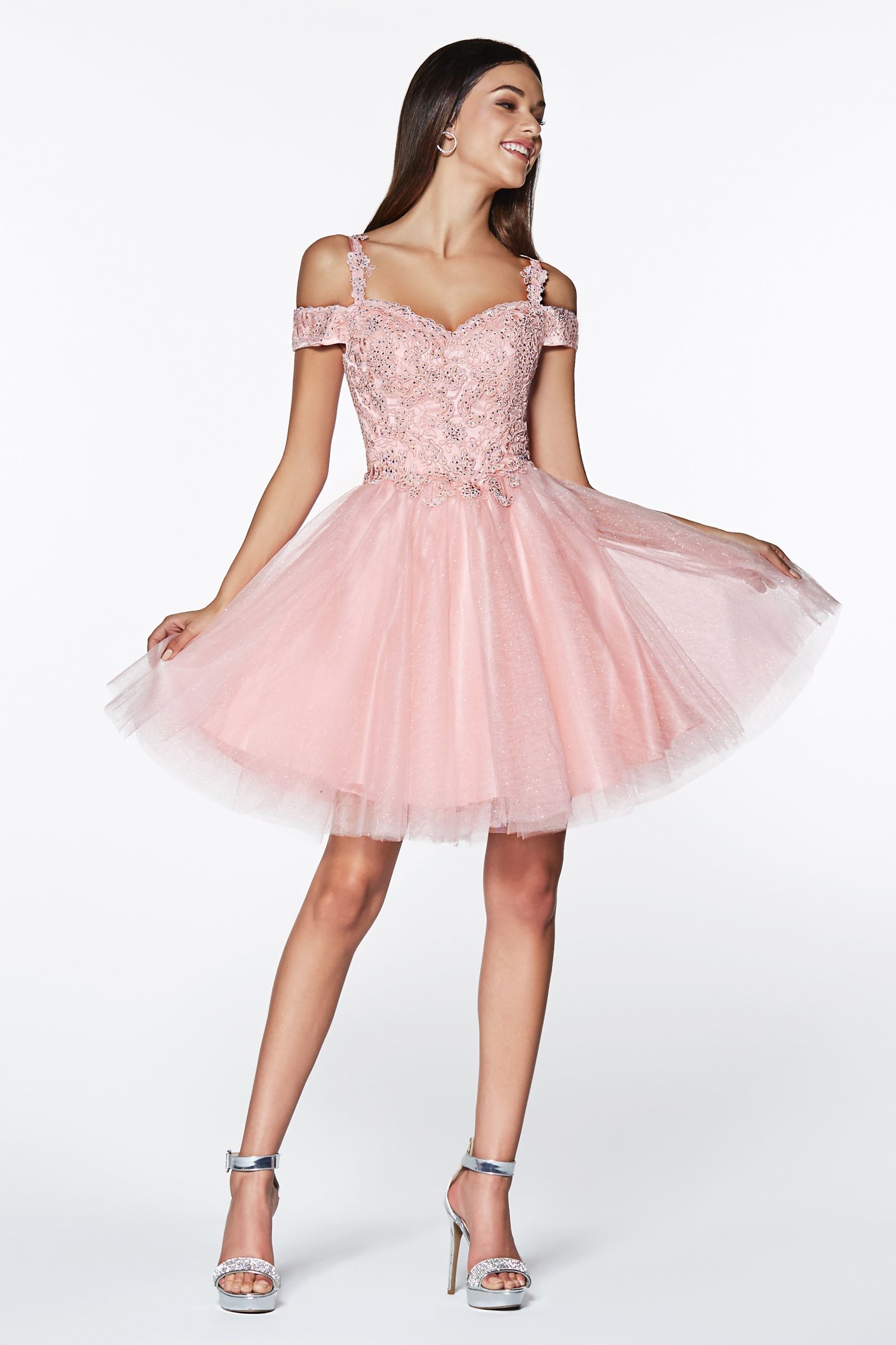Off The Shoulder Lace Cocktail Dress-1