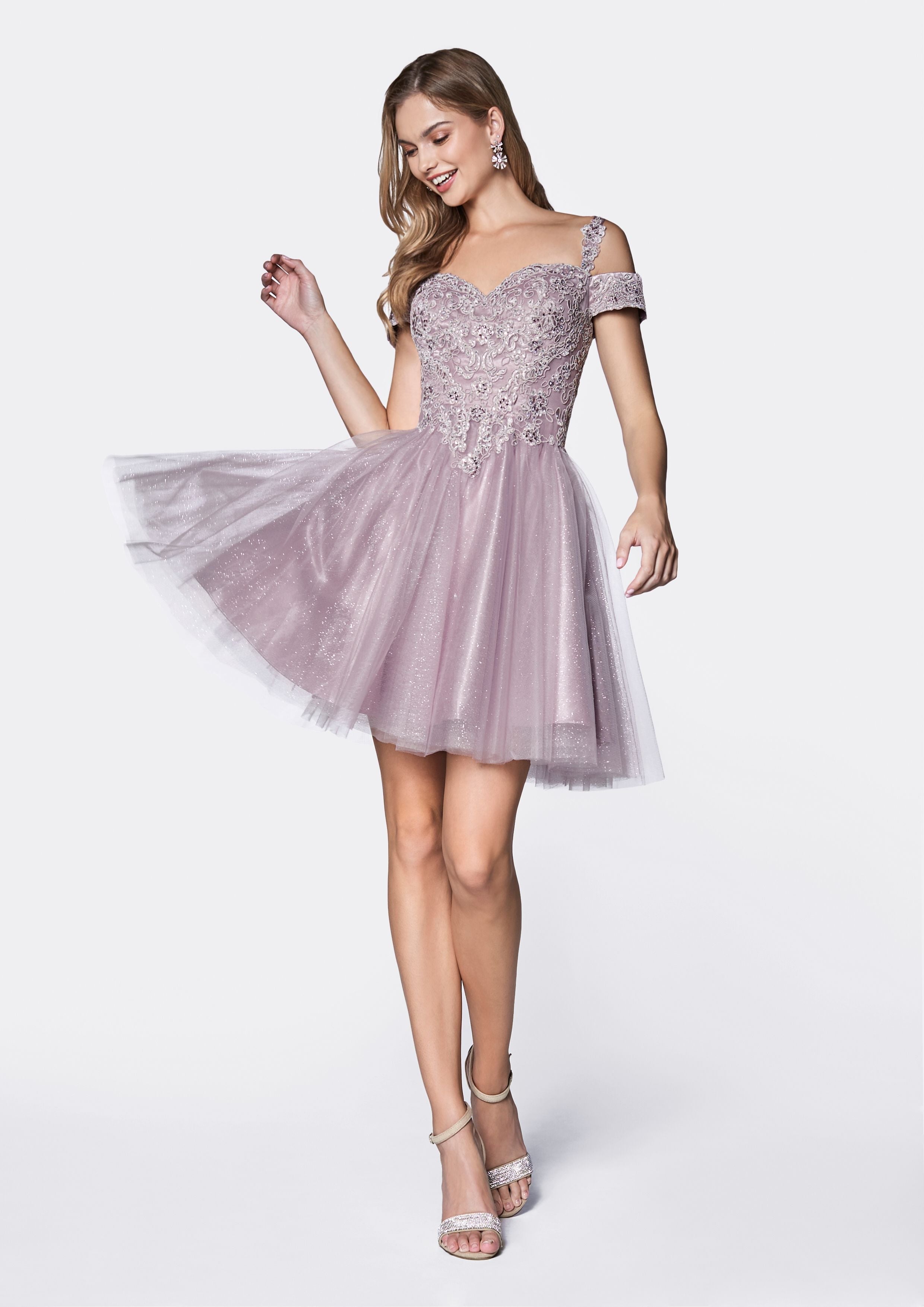 Off The Shoulder Lace Cocktail Dress-3