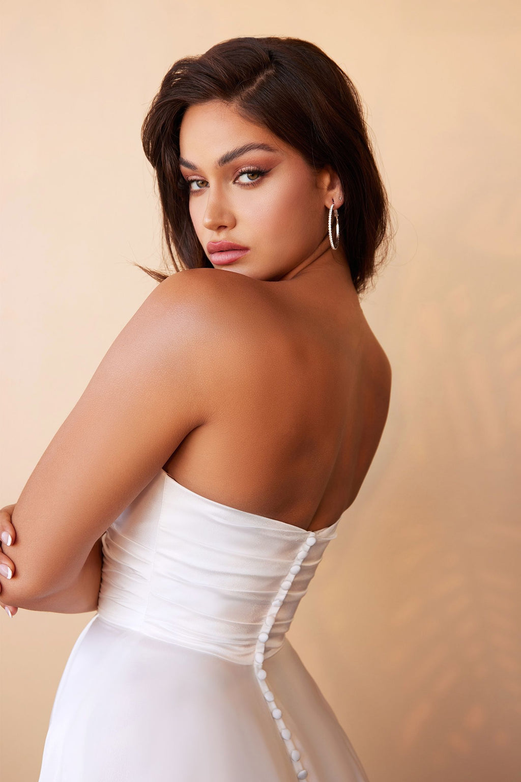 Satin Strapless Bridal Ball Gown-2