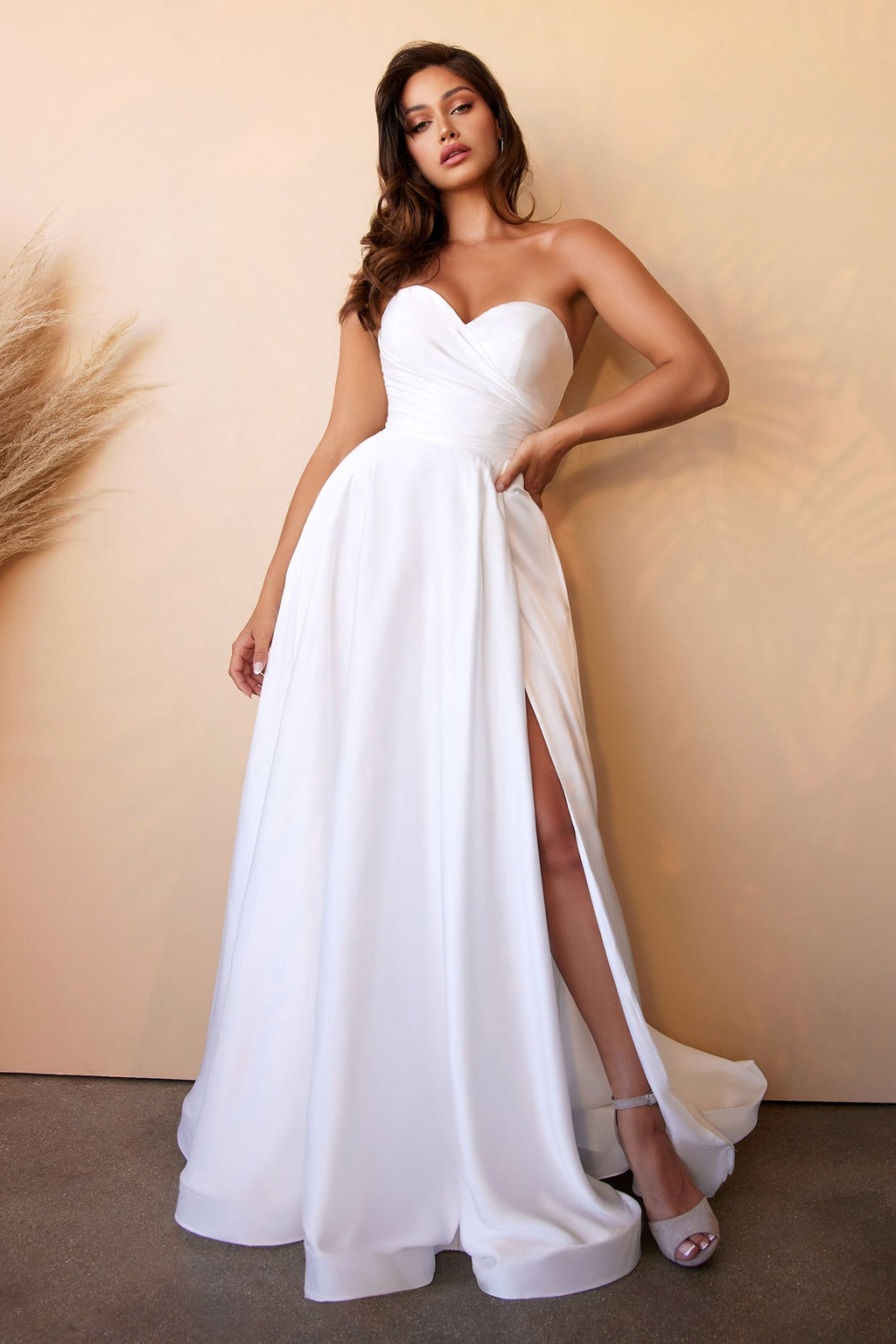 Satin Strapless Bridal Ball Gown-4