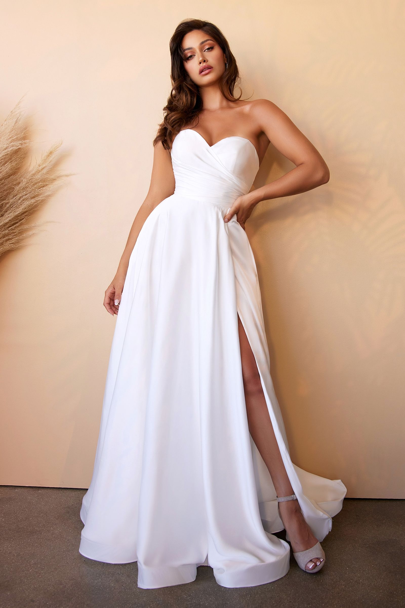 Satin Strapless Bridal Ball Gown-4