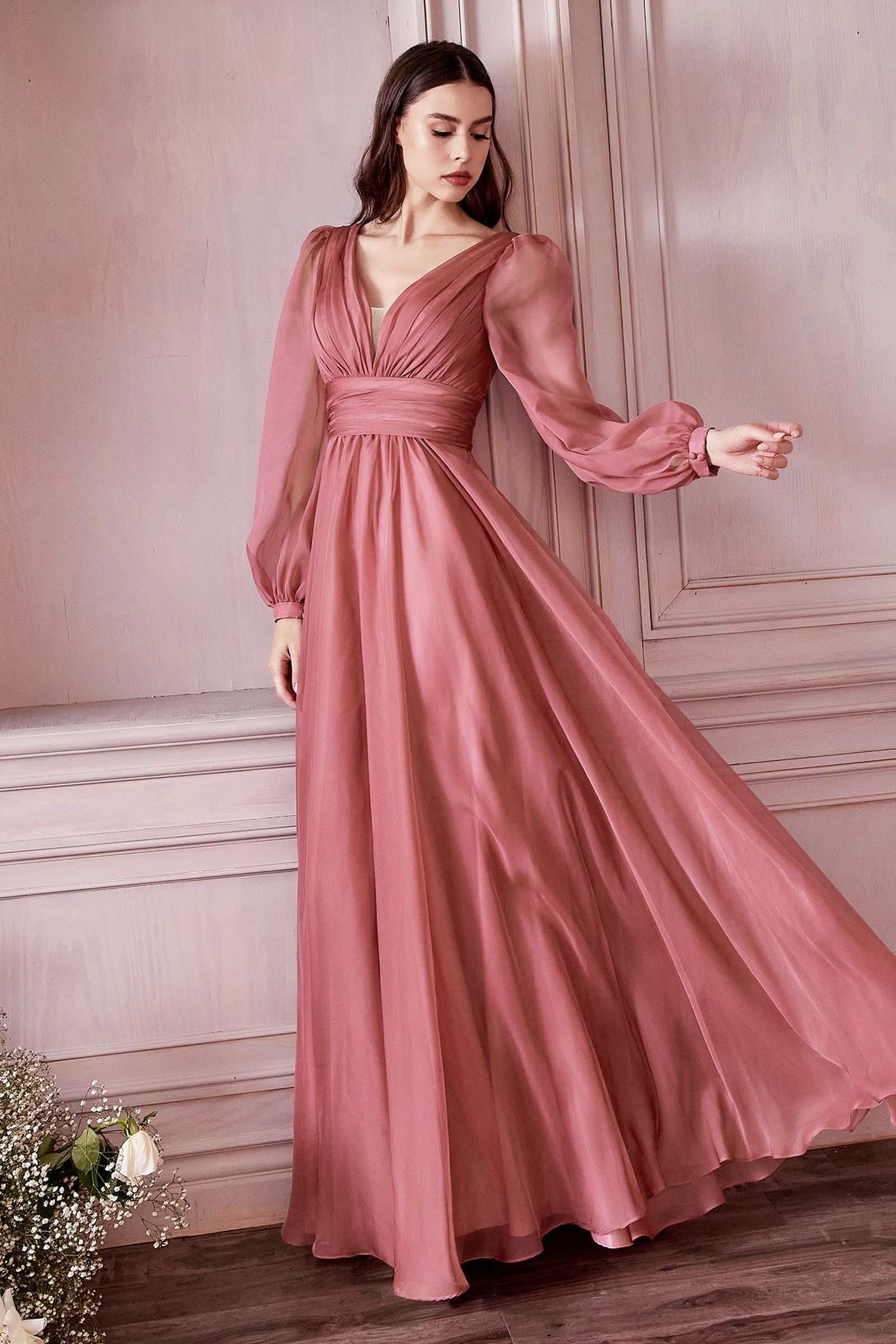 Long Sleeve Chiffon Dress-6