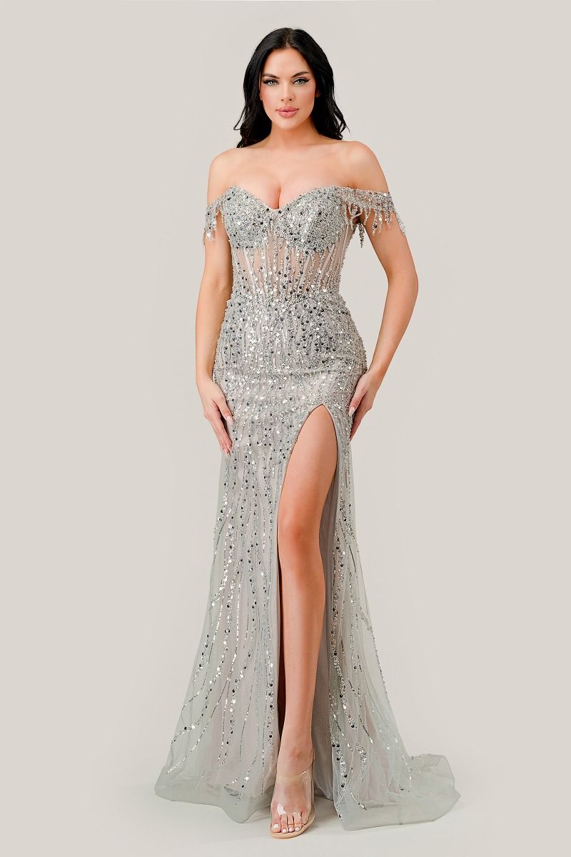 Off The Shoulder Sequin Gown 2-1