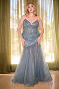Strapless Beaded Mermaid Dress Curve-5
