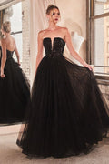 Strapless Sequin & Tulle A-Line Dress-0