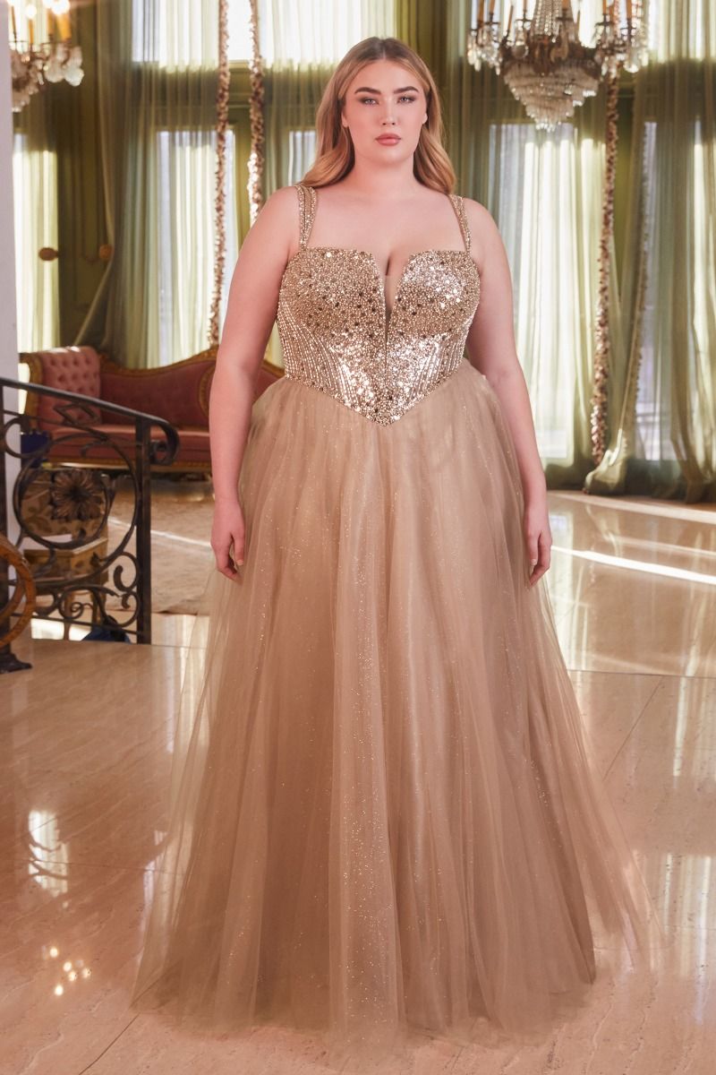 Strapless A-Line Embellished Gown Curve-4