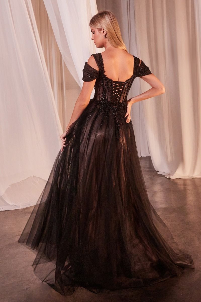 Black Off The Shoulder Ball Gown-2