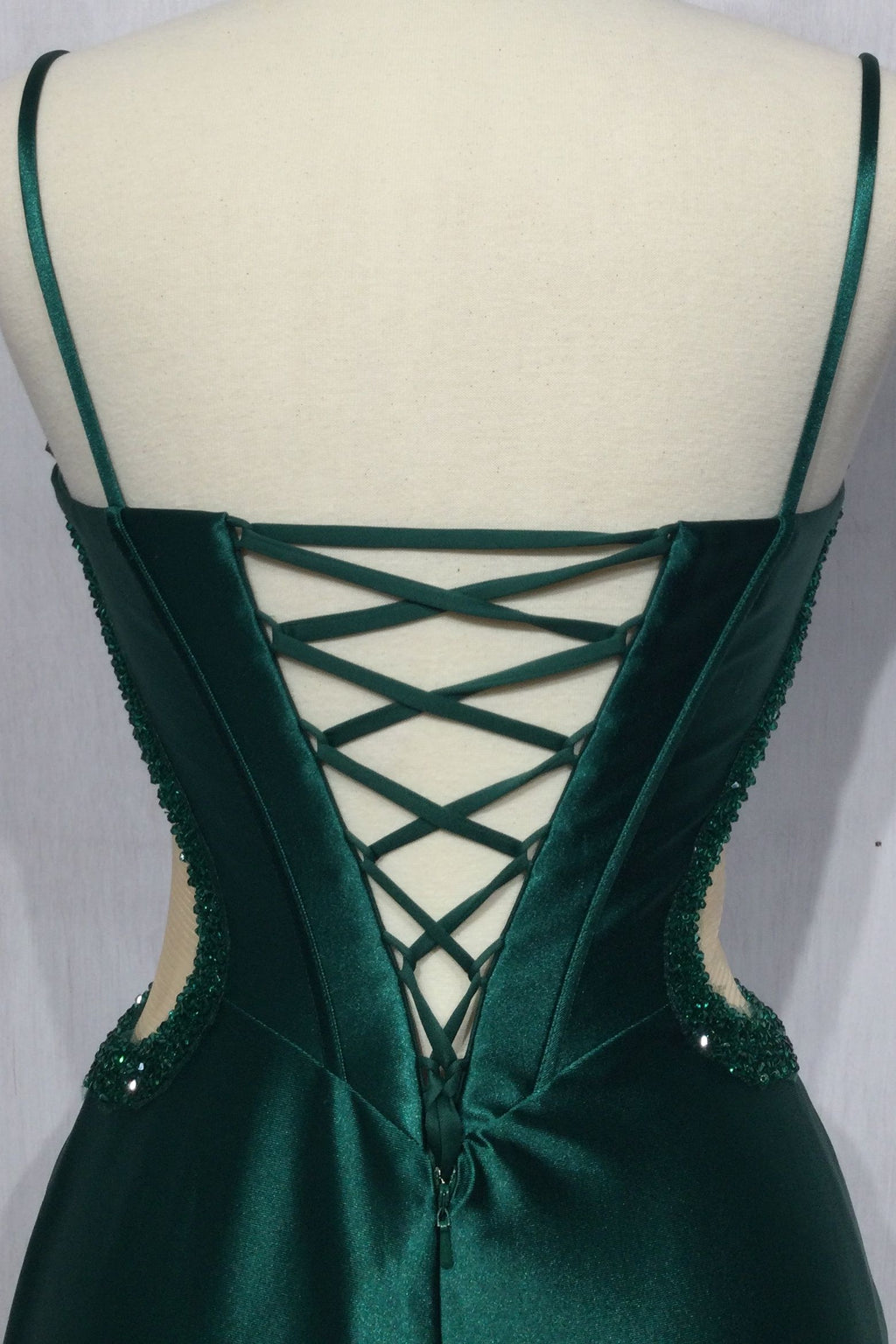 Strapless Satin Corset Prom Gown with Illusion Cutouts-3