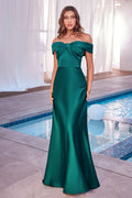 Off The Shoulder A-Line Satin Dress-5