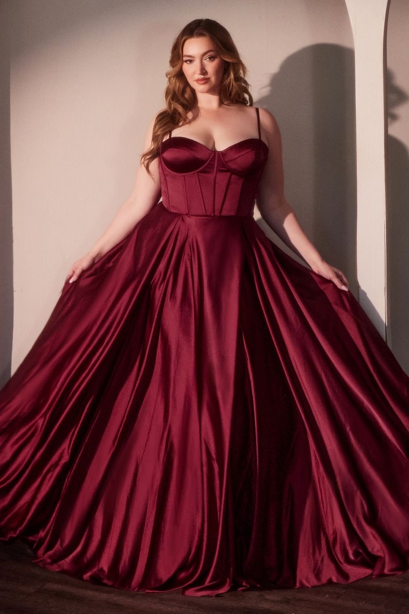 A-Line Satin Bustier Dress Curve-2