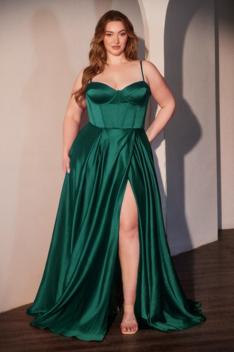 A-Line Satin Bustier Dress Curve-3