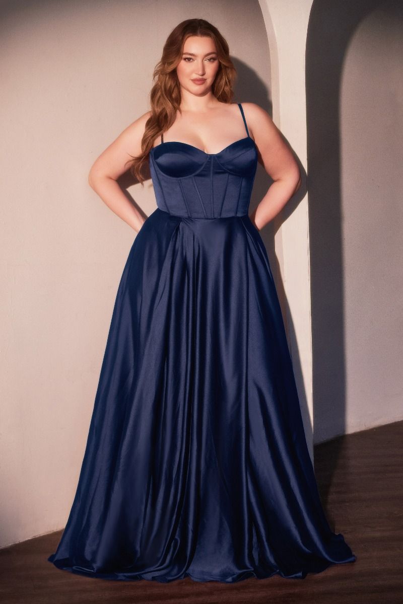 A-Line Satin Bustier Dress Curve-4