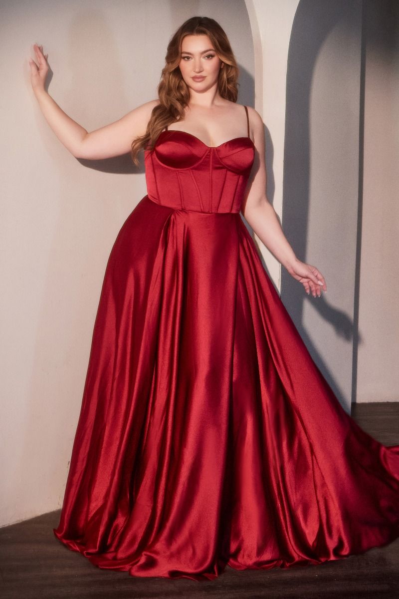 A-Line Satin Bustier Dress Curve-5