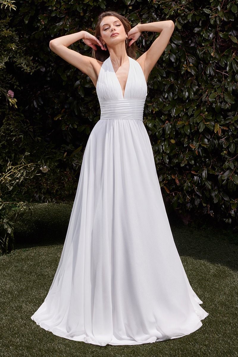 Satin Halter Neckline A-Line Bridal Dress-2