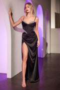 Satin Cut Out Fitted Dress-0
