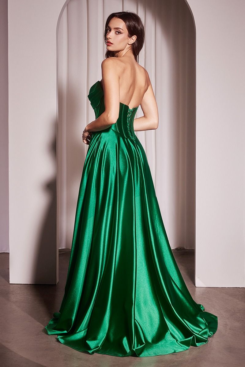 Strapless Satin A-Line Dress-3