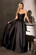 Strapless Satin A-Line Dress-5
