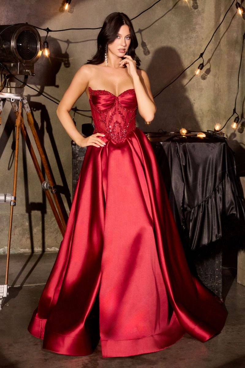 Strapless Satin A-Line Dress-4