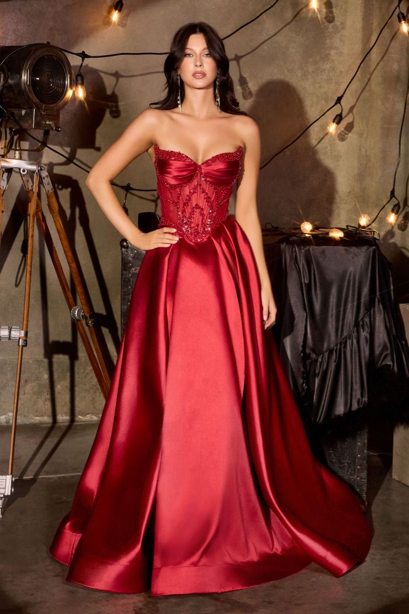 Strapless Satin A-Line Dress-2