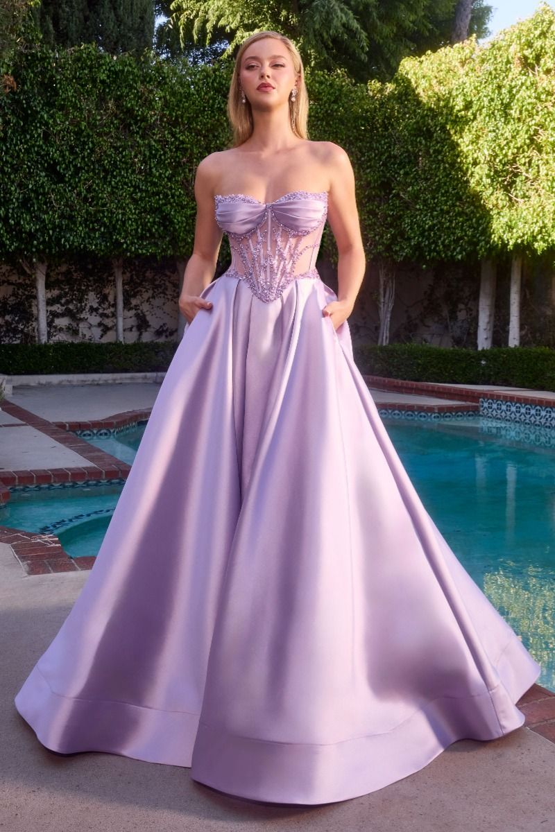 Strapless Satin A-Line Dress-6