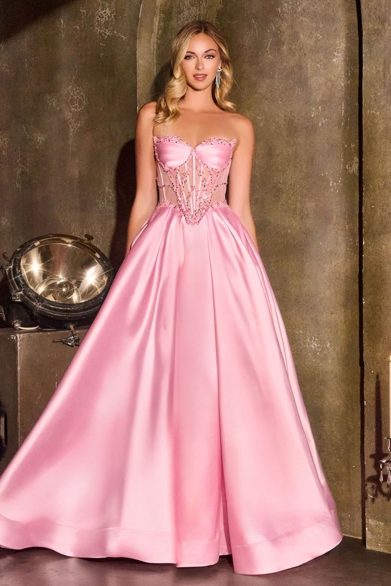 Strapless Satin A-Line Dress-7