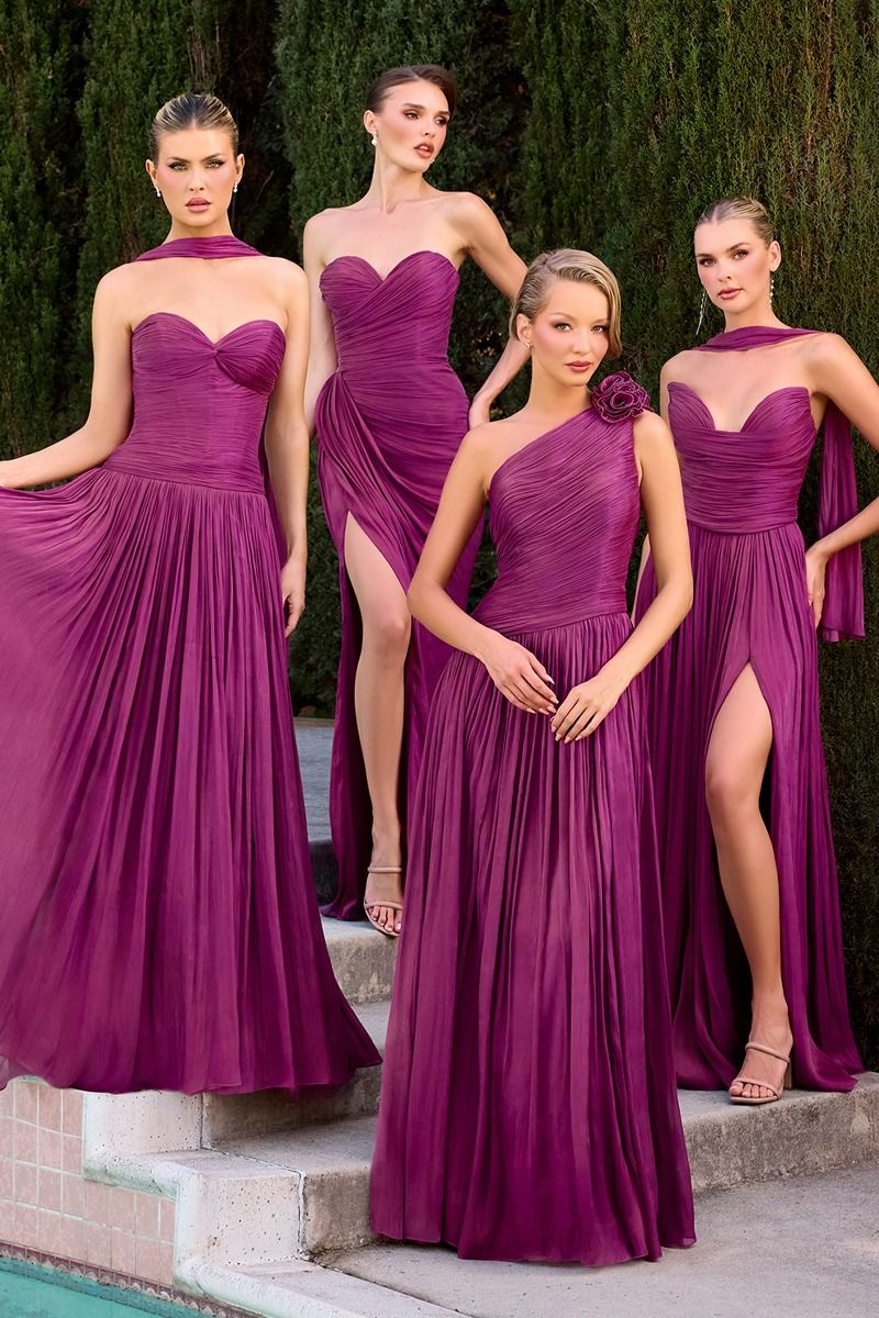 Strapless Dress, Sweetheart Neckline, Pleated, Luminescent Chiffon, A-Line Skirt-6