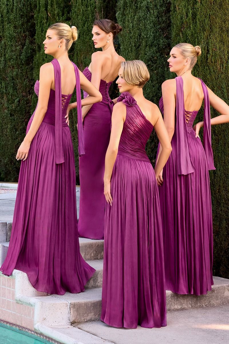 One-Shoulder Dress, A-Line Cut, Asymmetrical Neckline And Floral Detail On The Shoulder-4
