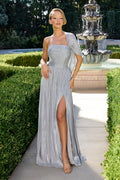 One-Shoulder Dress With Asymmetric Neckline In Luminescent Pleated Chiffon And Corset Back With Laces-0