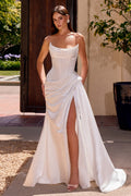 Strapless Satin Fitted Bridal Gown-0