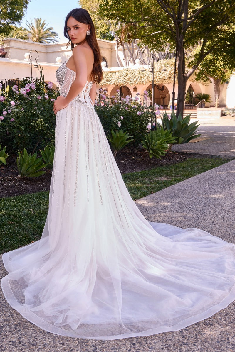 Beaded Bridal Gown With Tulle Overskirt-3