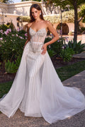 Beaded Bridal Gown With Tulle Overskirt-0