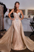 Crystal Fitted Gown With Removable Over Skirt-0