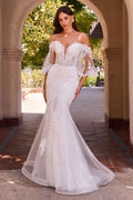 Off The Shoulder Lace Mermaid Wedding Gown-0